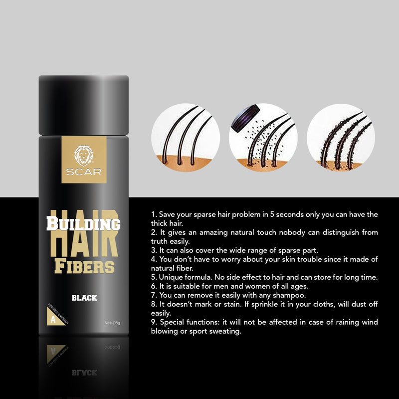 Hair Building Fibers Scar 25g Black - albasel cosmetics
