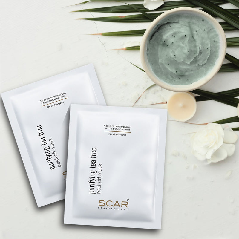 Purifying tea Tree Peel Off Mask Powder Scar (30g x 10pkts) Scar Professional- skin care- face care- hydra facial- peel off mask- tea tree mask- scar professional- fresh skin- face mask - al basel cosmetics- Sharjah