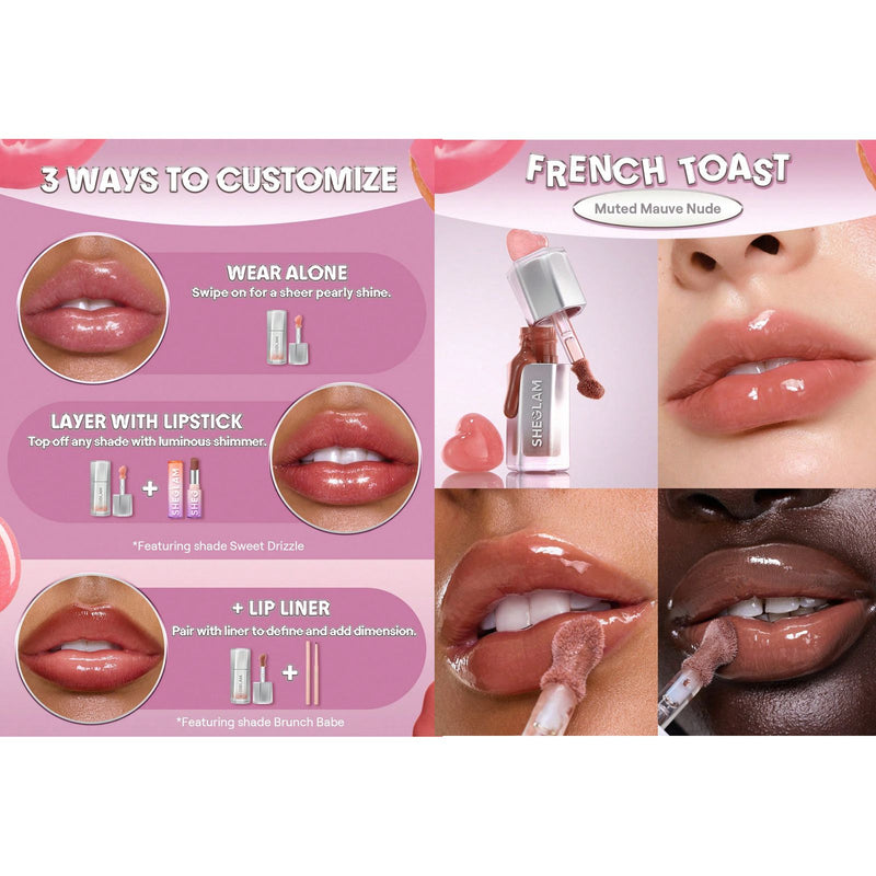 SHEGLAM French Toast Gloss UAE – Hydrating Glass Lip Shine - lip gloss - tint lip - Al Basel Cosmetics - Sheglam lip gloss