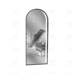 Stylish Wall-Mounted Professional Salon Mirror in Black Finish with LED Glow - Salon Mirror - Al Basel Cosmetics - UAE
