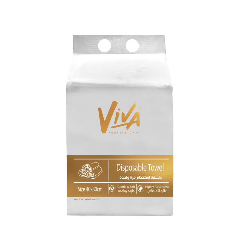 Viva 100pcs Single Packs Disposable Hair Towel 40x80cm - spa towel - al basel cosmetics