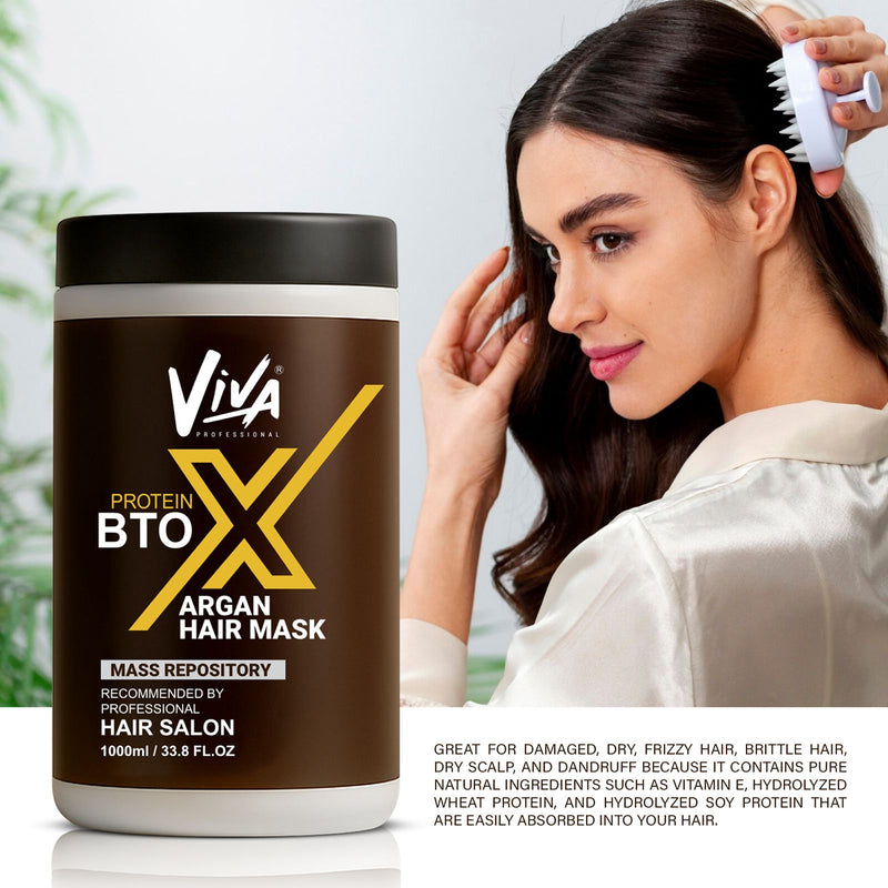 Viva Professional Btox Argan Hair Mask 1000ml – Deep Conditioning Treatment - hair mask for Btox treatment - Viva professional hair mask - Al Basel Cosmetics