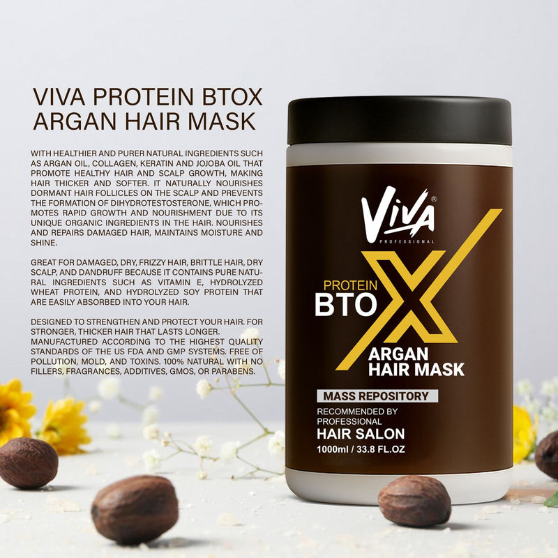 Viva Professional Btox Argan Hair Mask 1000ml – Deep Conditioning Treatment - hair mask for Btox treatment - Viva professional hair mask - Al Basel Cosmetics