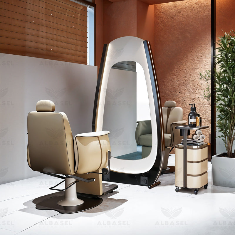 Beige Color Salon Spa Professional Single Side Mirror - salon mirror- al basel cosmetics
