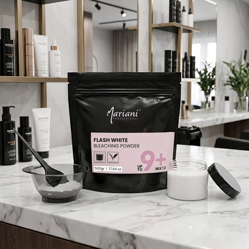Mariani Professional Flash White Bleaching Powder 500g 9+ level lift hair bleach pack - Bleaching powder for hair - Salon hair bleaching powder - Professional hair bleaching powder - Al Basel Cosmetics - UAE