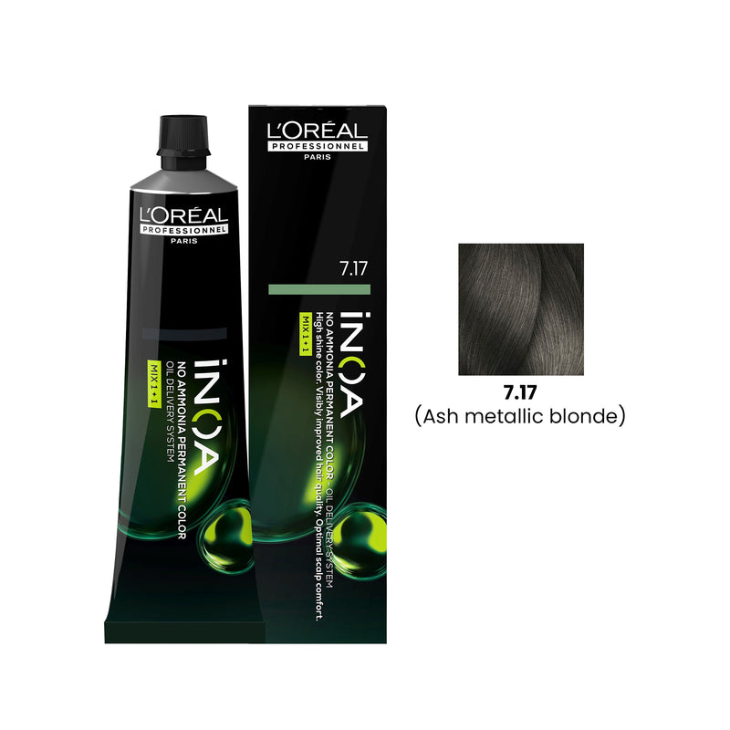 iNOA Hair Color 60g 7.17 Ash Metallic Blonde Loreal Professional