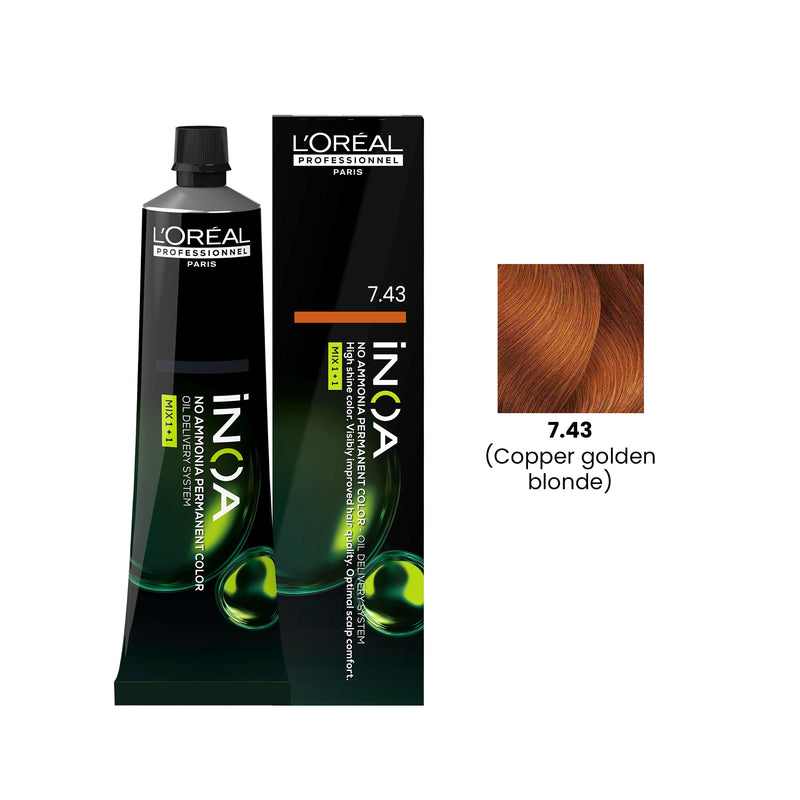 iNOA Hair Color 60g 7.43 Copper Golden Blonde Loreal Professional