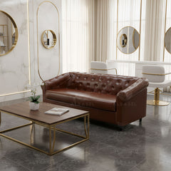 Reception Sofa Shine Brown - office waiting sofa - salon furniture - Al Basel Cosmetics - UAE