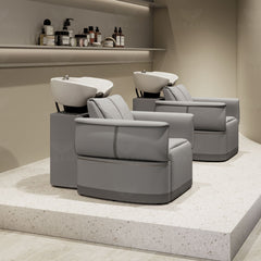 Electric Reclining Hair Wash Chair for Salon & Spa with Movable Footrest Grey - Al Basel Cosmetics - UAE
