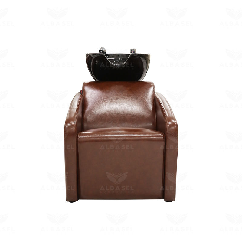 Shine Brown Hair Washing Chair with Black Basin – Salon Spa Shampoo Unit - Hair washing chair - Al Basel Cosmetics - UAE