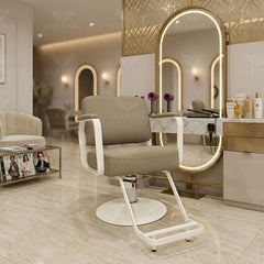 Khaki Brown Ladies Styling Chair – Professional Hydraulic Salon Chair - Ladies styling chair - Hair cutting chair for ladies salon - Al Basel Cosmetics - UAE