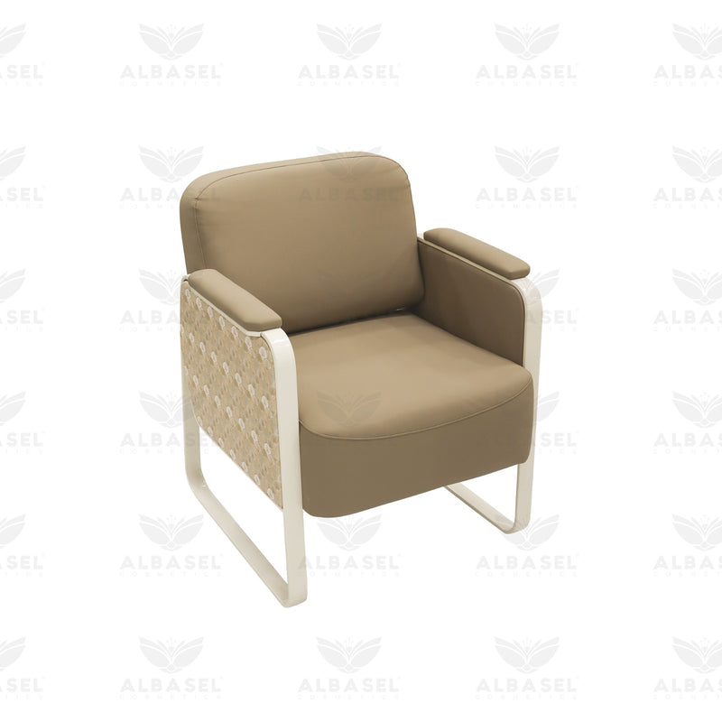 Khaki Brown Waiting Chair – Stylish Salon Reception Seat - Salon waiting chair - Reception area furniture for salon - Ladies salon chair - Al Basel Cosmetics - UAE