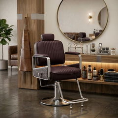 Ladies Salon Reclining Chair – Dark Chocolate Brown Hydraulic Beauty Chair - Ladies hair styling chair - Al Basel Cosmetics - UAE
