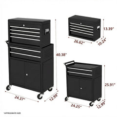 Storage Trolley with Lock 24 Inch 8 Drawer – Professional Salon & Spa Tool Organizer (Black) - beauty clinic trolley with drawers - spa equipment storage cart - lockable salon trolley - professional salon equipment - Al Basel Cosmetics - UAE