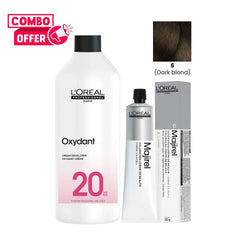L’Oréal Majirel 6 Dark Blonde 50ml & Oreor Oxydant 20 Vol 1000ml – Permanent Hair Color Combo Pack - Al Basel Cosmetics - UAE