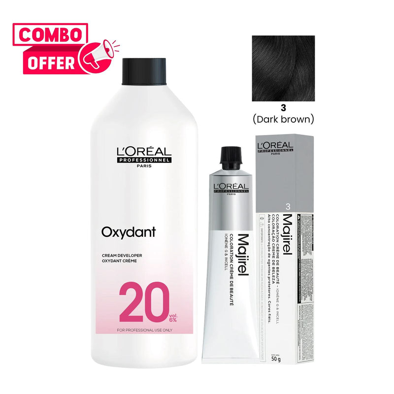 Majirel Dark Brown and Oxydant Combo Pack - Loreal hair color - Al Basel Cosmetics - UAE