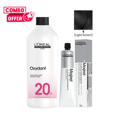 L’Oréal Majirel 5 Light Brown 50ml & Oreor Oxydant 20 Vol 1000ml – Permanent Hair Color Combo Pack - Al Basel Cosmetics - UAE