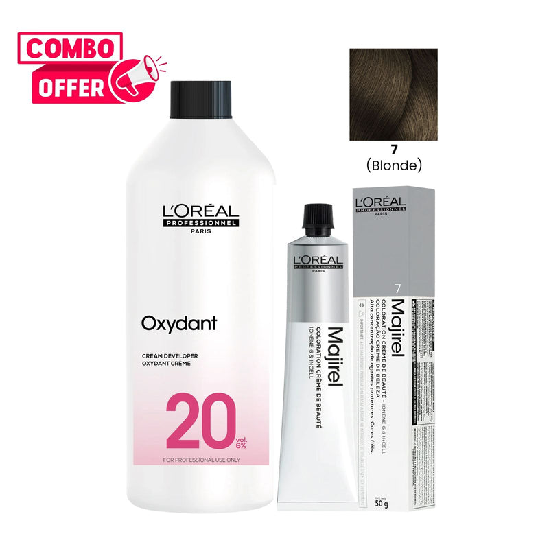 L’Oréal Majirel 7 Blonde 50ml with Oreor Oxydant Creme Developer 20 Vol 1000ml Package - Al Basel Cosmetics - Loreal UAE