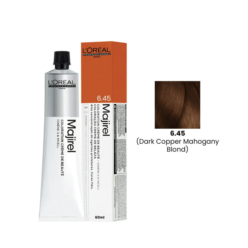 Hair Color Majirel 60ml 6.45 Dark Copper Mahogany Blond Loreal Professional - Majirel hair color - Loreal UAE - Tube hair color in UAE - Professional hair color by loreal - Al Basel Cosmetics - UAE