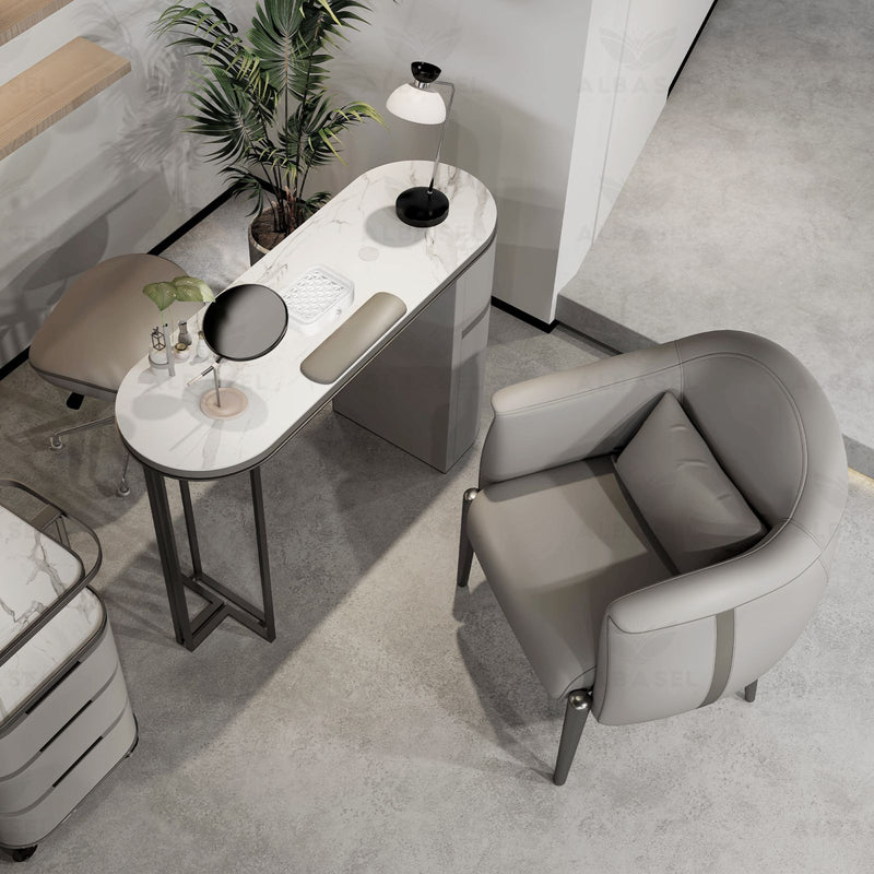 Professional Manicure Table with Chair – Grey Salon Spa Set - Al Basel Cosmetics - UAE