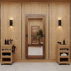 Salon Wall Mounted Mirror with Shelf for Hair Styling - Hair salon mirror with storage - Al Basel Cosmetics - UAE
