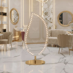 LED light Mirror Leaf Shape Design - Salon mirror leaf shaped - Hair salon mirror - Al Basel Cosmetics - UAE