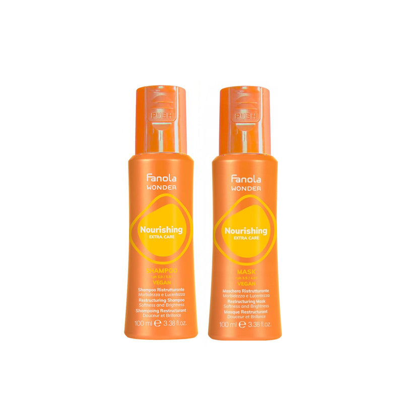 Fanola Wonder Nourishing Extra Care Shampoo & Mask 100ml Duo – dry and frizzy hair repair - Al Basel Cosmetics - UAE