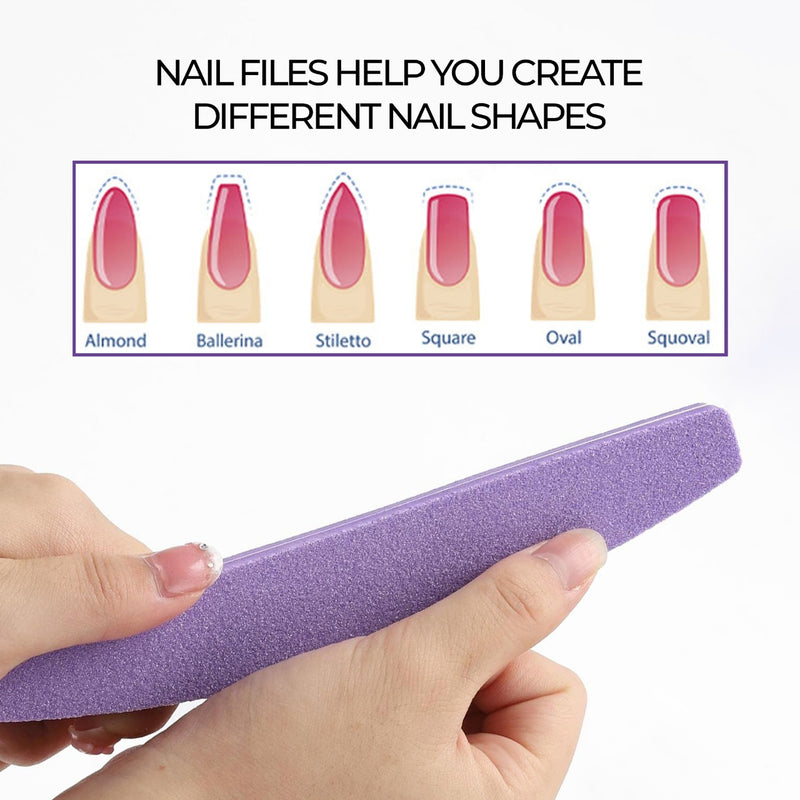 Mira Professional Half Moon Nail File 702 – Purple Sponge File for Nail Art (10 Pcs) - Nail file half moon shaped - Al Basel Cosmetics - UAE