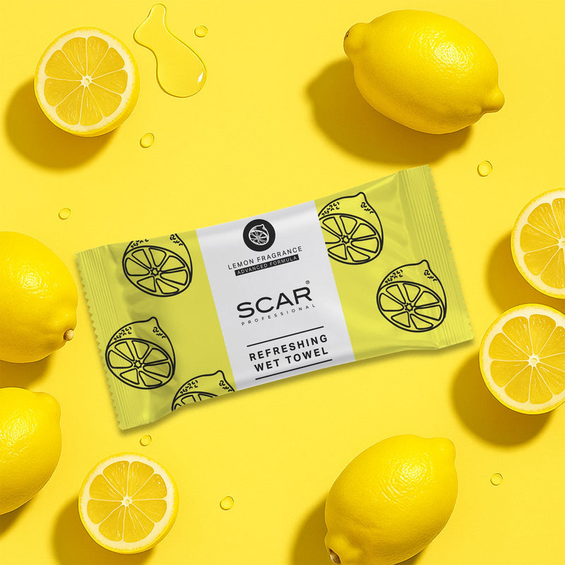 Lemon Refreshing Wet Towels – Instant Freshness On-the-Go Scar Professional | 25 Pieces