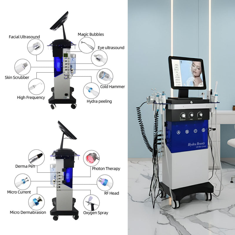 14‑in‑1 Hydra Dermabrasion Facial Machine – Complete Skin Care System for Salons & Clinics - Hydra Facial Machine UAE - Professional Skin Treatment Device - Facial Skin Rejuvenation - Clinic & Salon Facial Equipment - Anti-Aging Machine GCC - 14-in-1 Hydra Dermabrasion Device - Al Basel Cosmetics - UAE