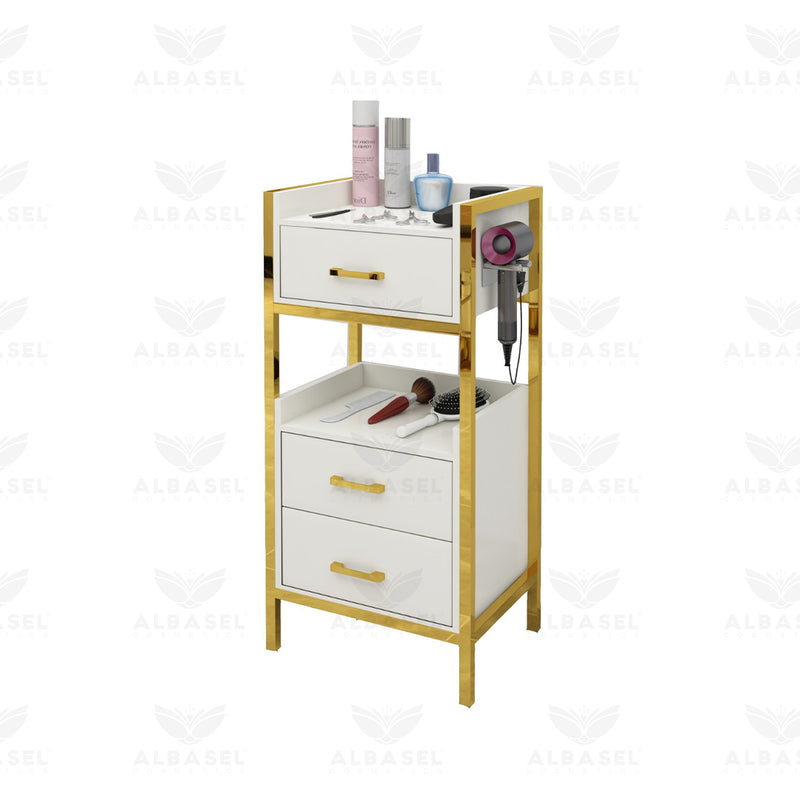 Salon Hairdressing Trolley White golden - Albasel cosmetics