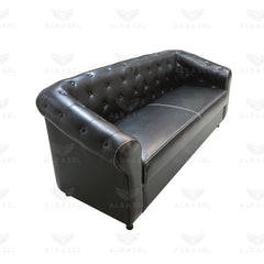 Salon Reception Waiting Sofa Black- black reception sofa - al basel cosmetcs