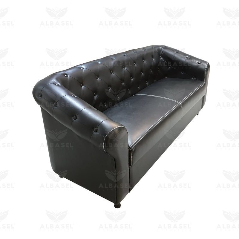 Salon Reception Waiting Sofa Black- black reception sofa - al basel cosmetcs