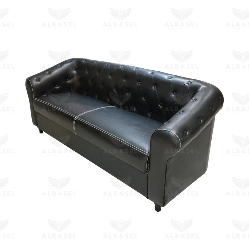Salon Reception Waiting Sofa Black- black reception sofa - al basel cosmetcs