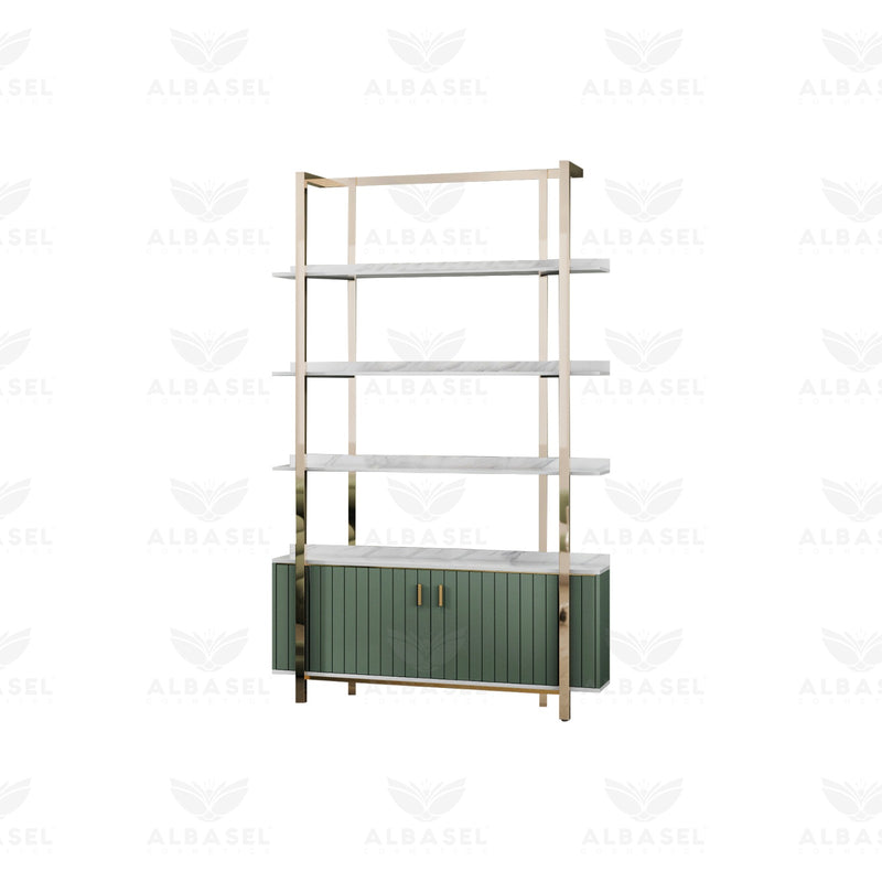 Product Shelf Green Color - Gold Frame - albasel