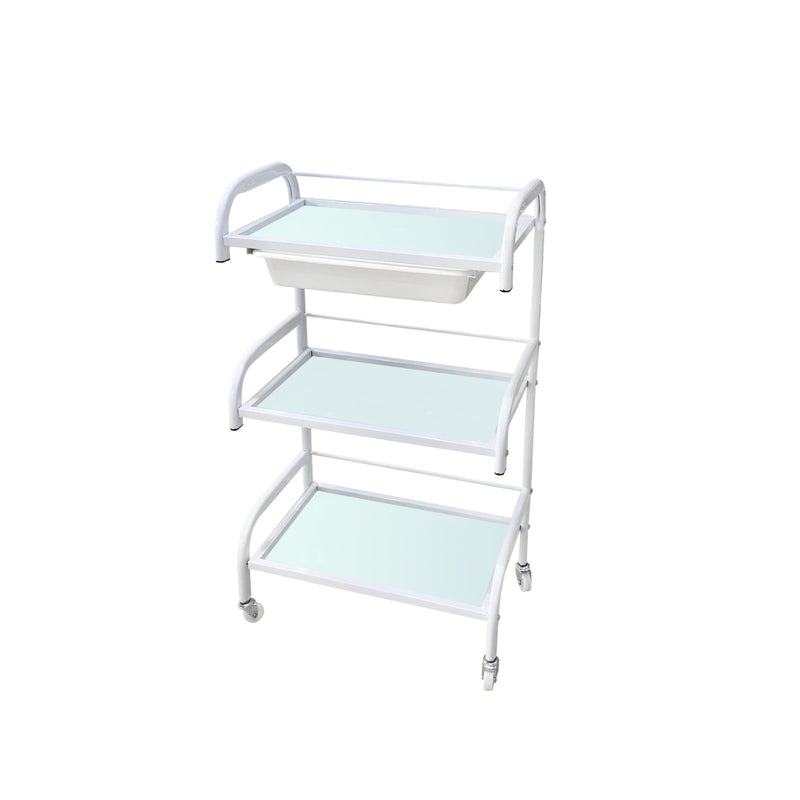 Glass Trolley Cart - White - al basel cosmetics
