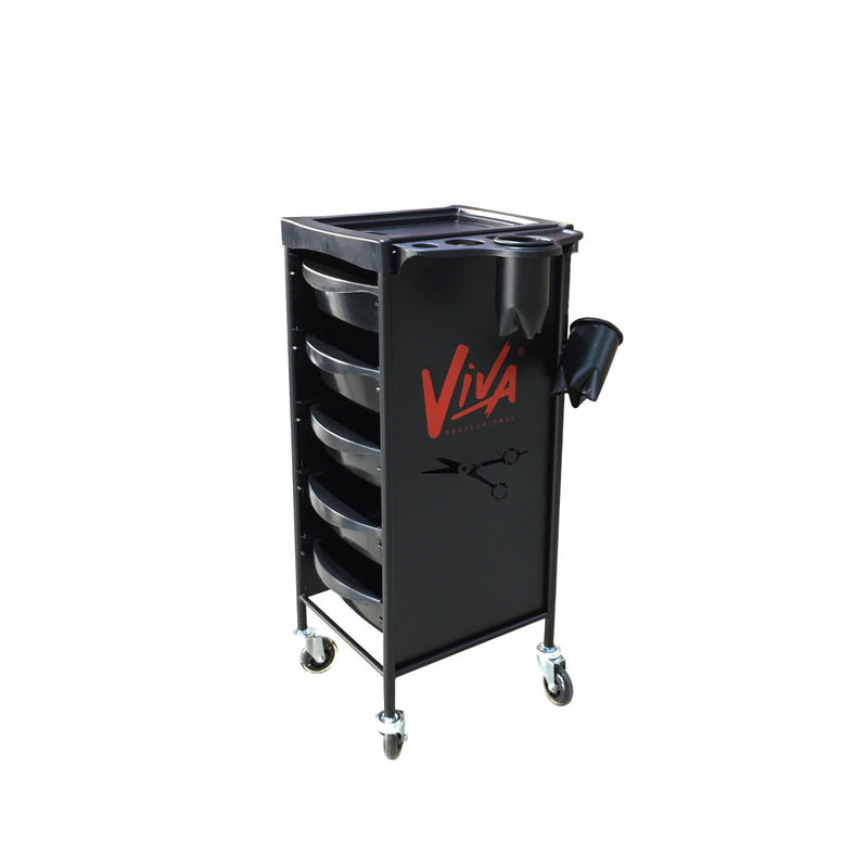 Viva Professional Metal Trolley Black - al basel cosmetics - salon trolley 