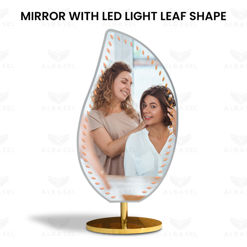 LED light Mirror Leaf Shape Design - al basel cosmetics - salon mirror