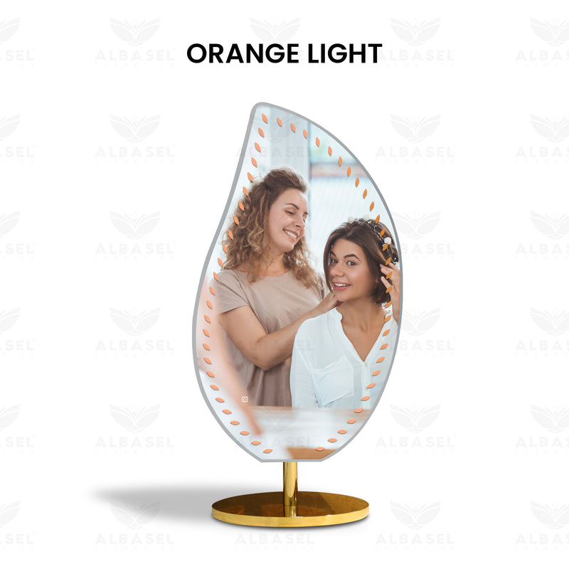 LED light Mirror Leaf Shape Design - al basel cosmetics - salon mirror
