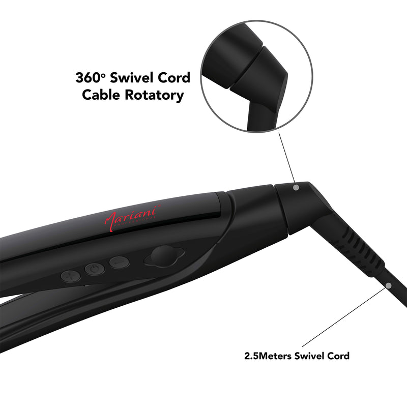 Mariani Professional Hair Straightener Iron Black - hair straightener - hair iron - al basel cosmetics - hair styling tools - hair equipment - hair care - Korean Titanium Plate - Professional hair straightener - UAE - Mariani - straightening iron - hair straightener