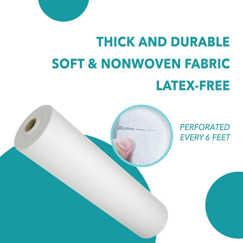 Disposable Non-Woven Bed Cover Roll White - bed roll- white bed roll- disposable bed roll- bed roll for massage table- bed roll for salon- white bed roll for spa- bed cover- white bed cover- latex free- Al Basel Cosmetics- UAE