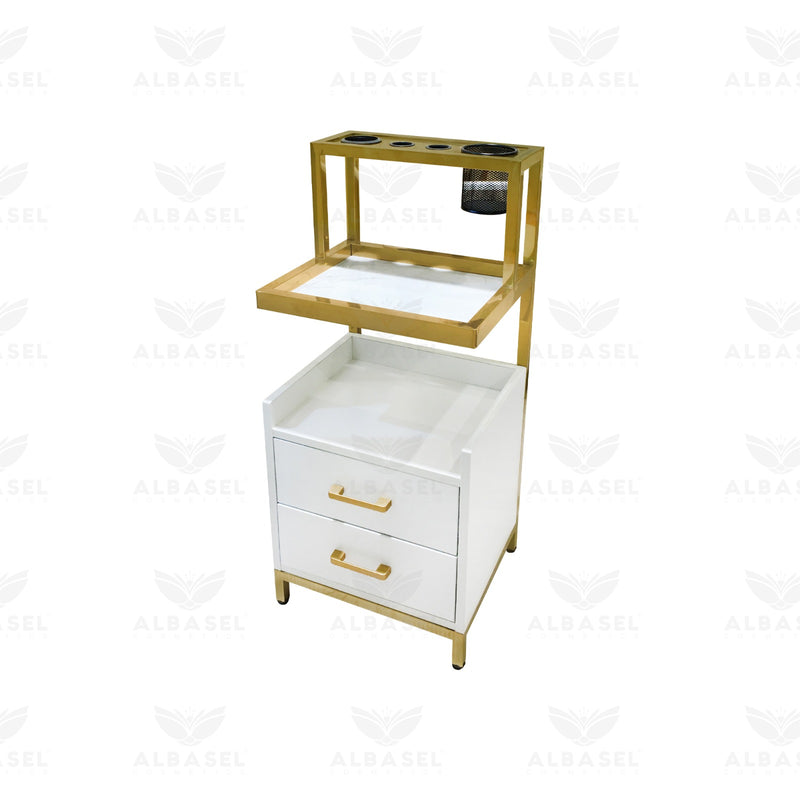 Modern Salon Trolley Gold & White - al basel cosmetics