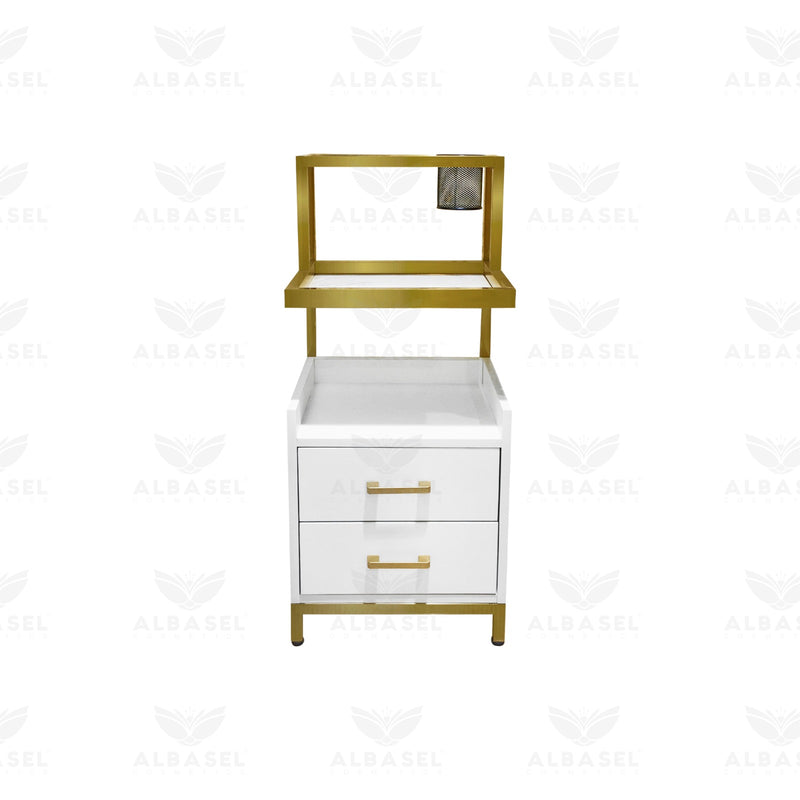 Modern Salon Trolley Gold & White - al basel cosmetics