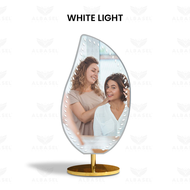 LED light Mirror Leaf Shape Design - al basel cosmetics - salon mirror